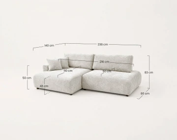 Canapé PIVOINE d'angle ouvert gauche 4 places convertible coffre tissu texturé | Best Mobilier