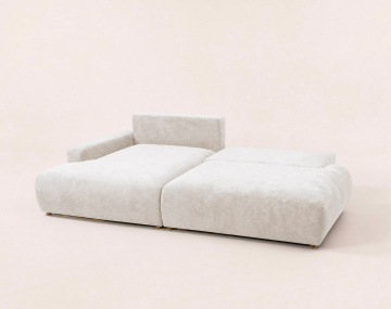 Canapé PIVOINE d'angle ouvert gauche 4 places convertible coffre tissu texturé | Best Mobilier