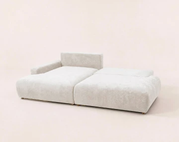 Canapé PIVOINE d'angle ouvert gauche 4 places convertible coffre tissu texturé | Best Mobilier