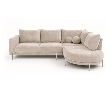 Canapé GABIN d'angle droit 5 places en velours texturé | Best Mobilier