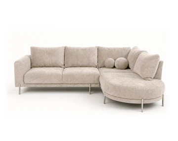 Canapé GABIN d'angle droit 5 places en velours texturé | Best Mobilier