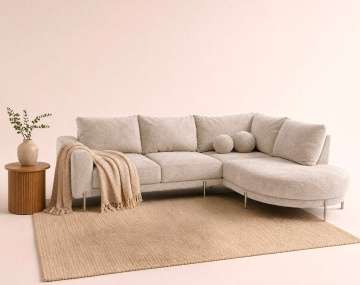 Canapé GABIN d'angle droit 5 places en velours texturé | Best Mobilier