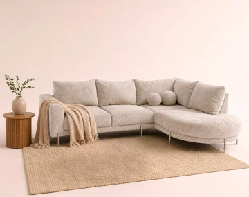Canapé GABIN d'angle droit 5 places en velours texturé | Best Mobilier