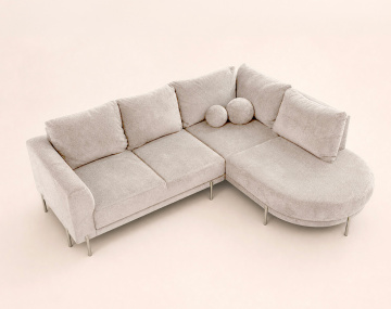Canapé GABIN d'angle droit 5 places en velours texturé | Best Mobilier