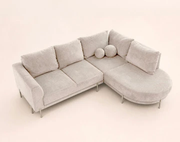Canapé GABIN d'angle droit 5 places en velours texturé | Best Mobilier