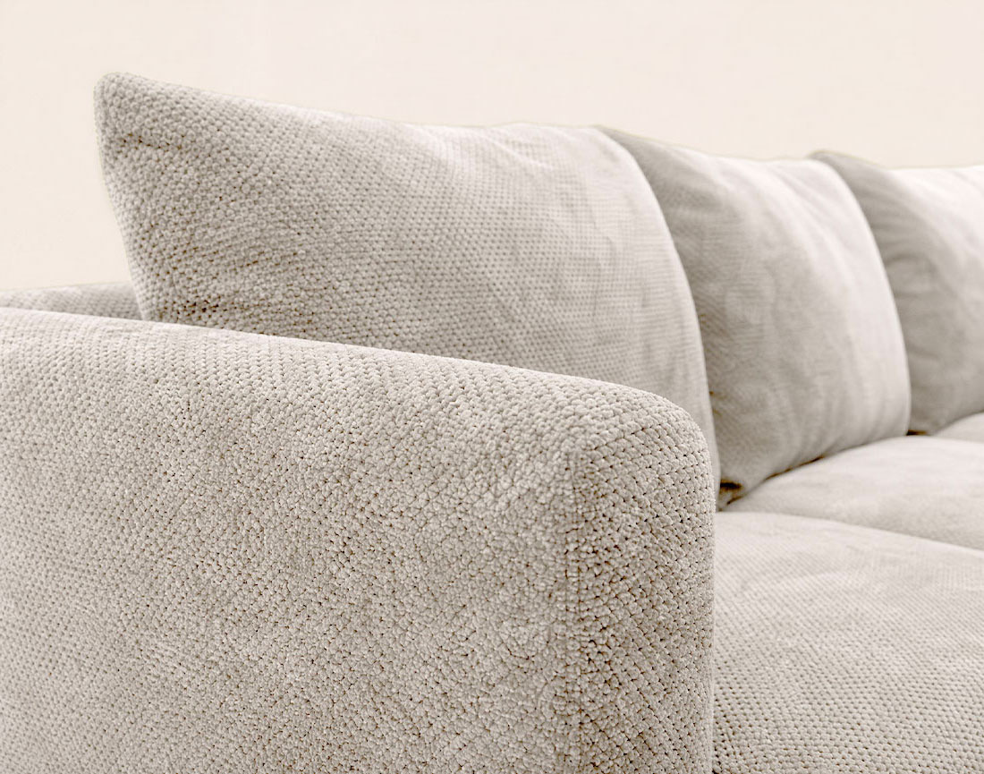 Canapé GABIN d'angle droit 5 places en velours texturé | Best Mobilier