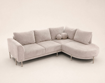 Canapé GABIN d'angle droit 5 places en velours texturé | Best Mobilier