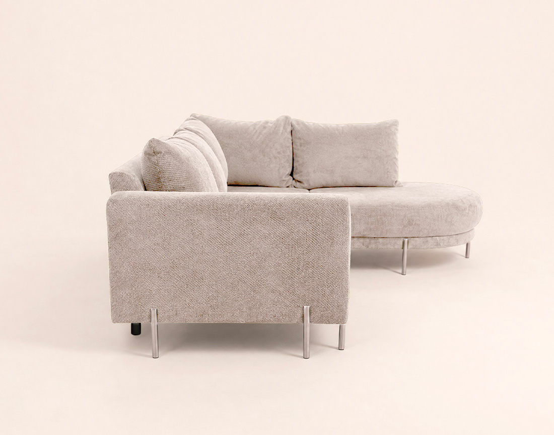Canapé GABIN d'angle droit 5 places en velours texturé | Best Mobilier