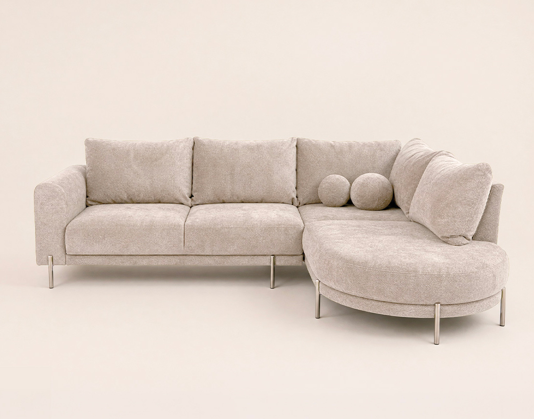 Canapé GABIN d'angle droit 5 places en velours texturé | Best Mobilier
