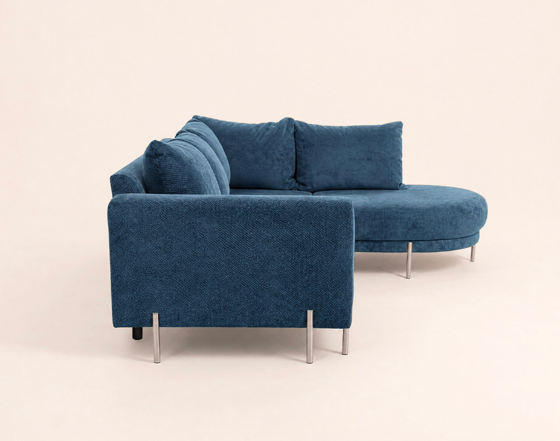 Canapé GABIN d'angle droit 5 places en velours texturé | Best Mobilier