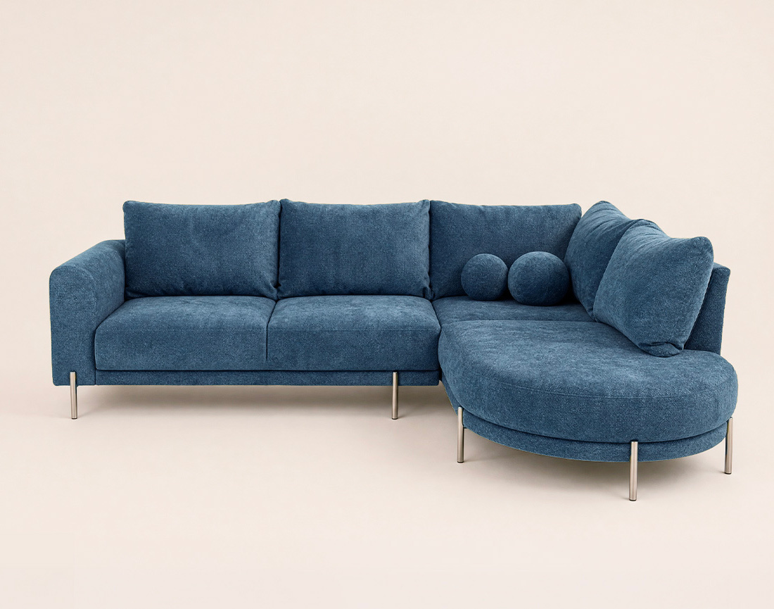 Canapé GABIN d'angle droit 5 places en velours texturé | Best Mobilier