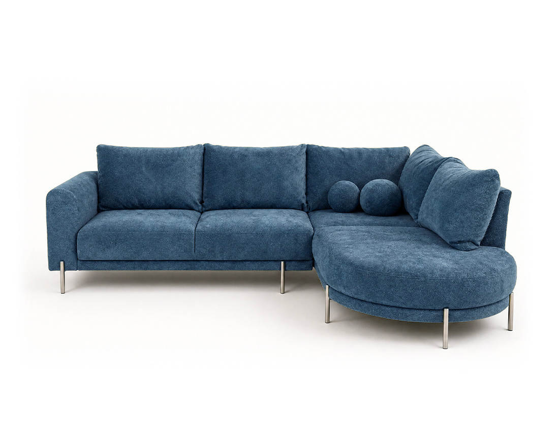 Canapé GABIN d'angle droit 5 places en velours texturé | Best Mobilier