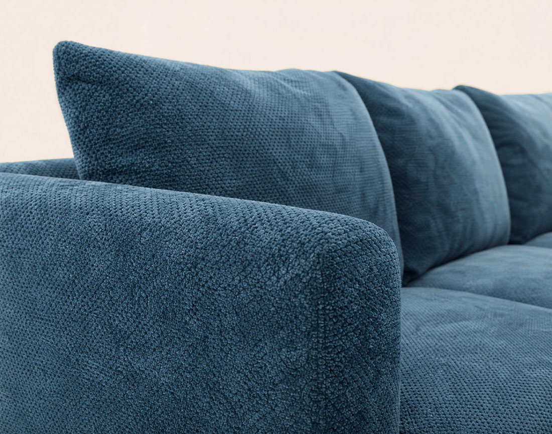 Canapé GABIN d'angle droit 5 places en velours texturé | Best Mobilier