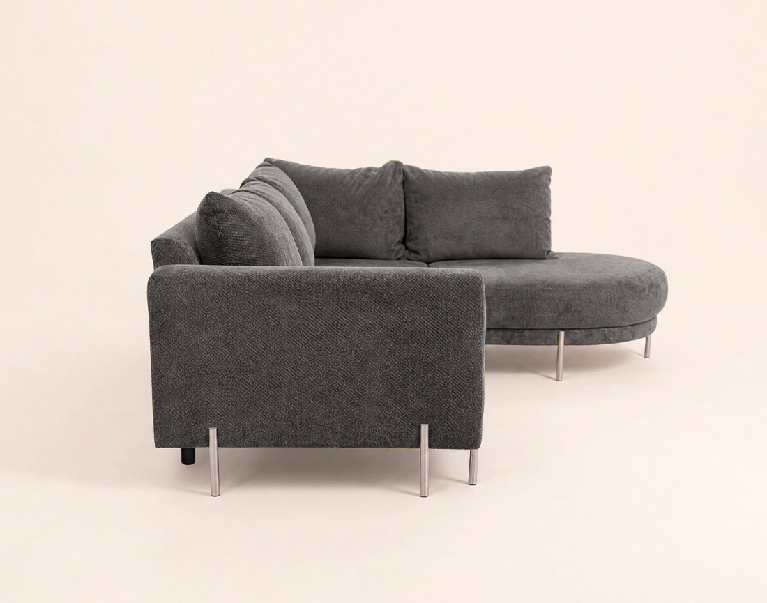 Canapé GABIN d'angle droit 5 places en velours texturé | Best Mobilier
