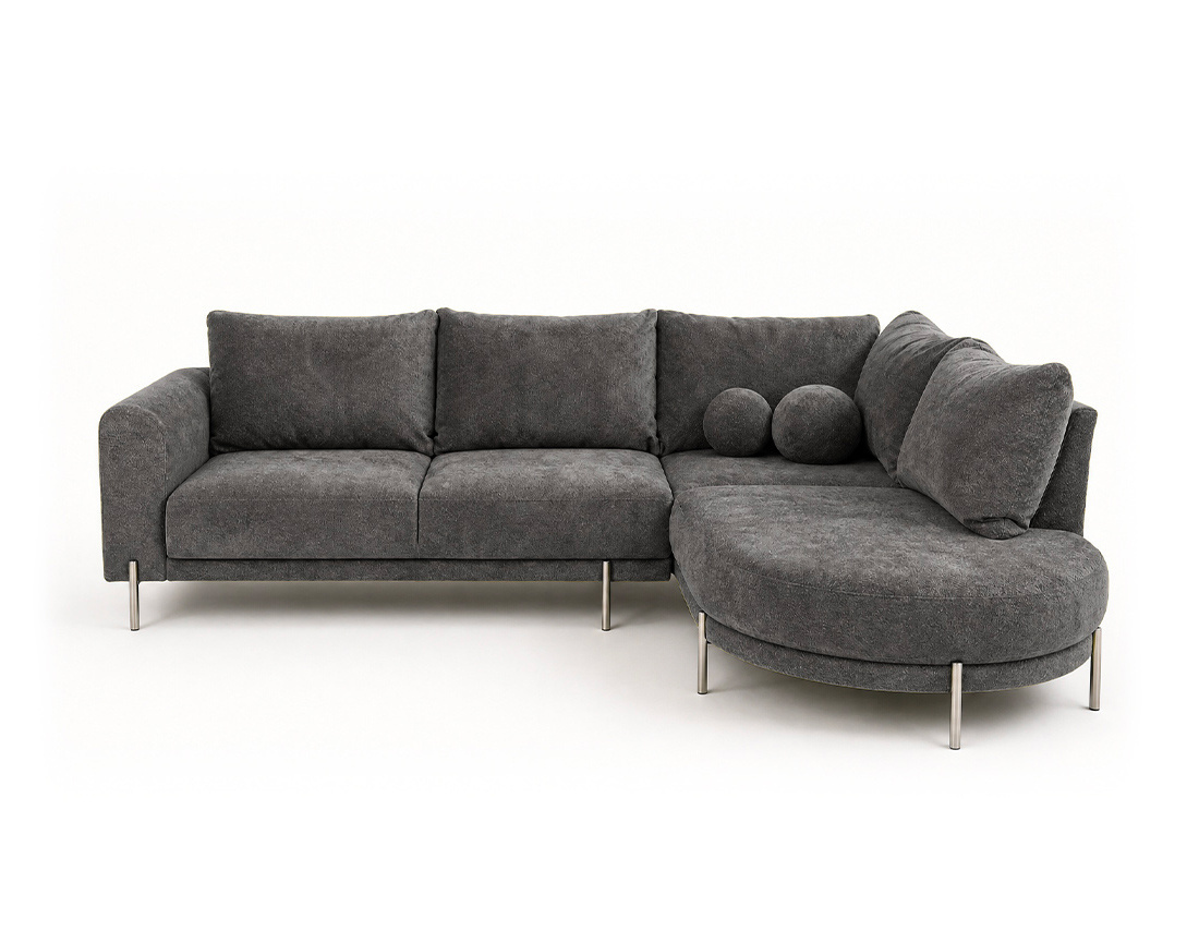 Canapé GABIN d'angle droit 5 places en velours texturé | Best Mobilier
