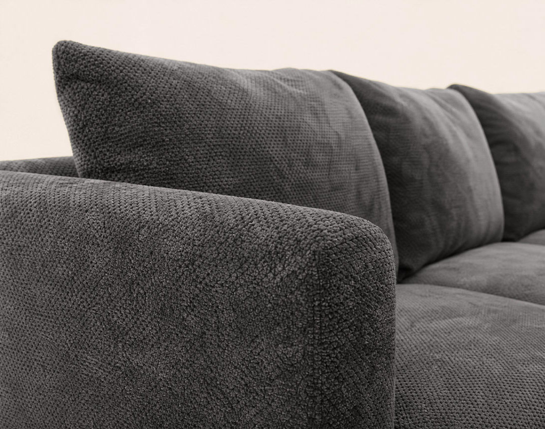 Canapé GABIN d'angle droit 5 places en velours texturé | Best Mobilier