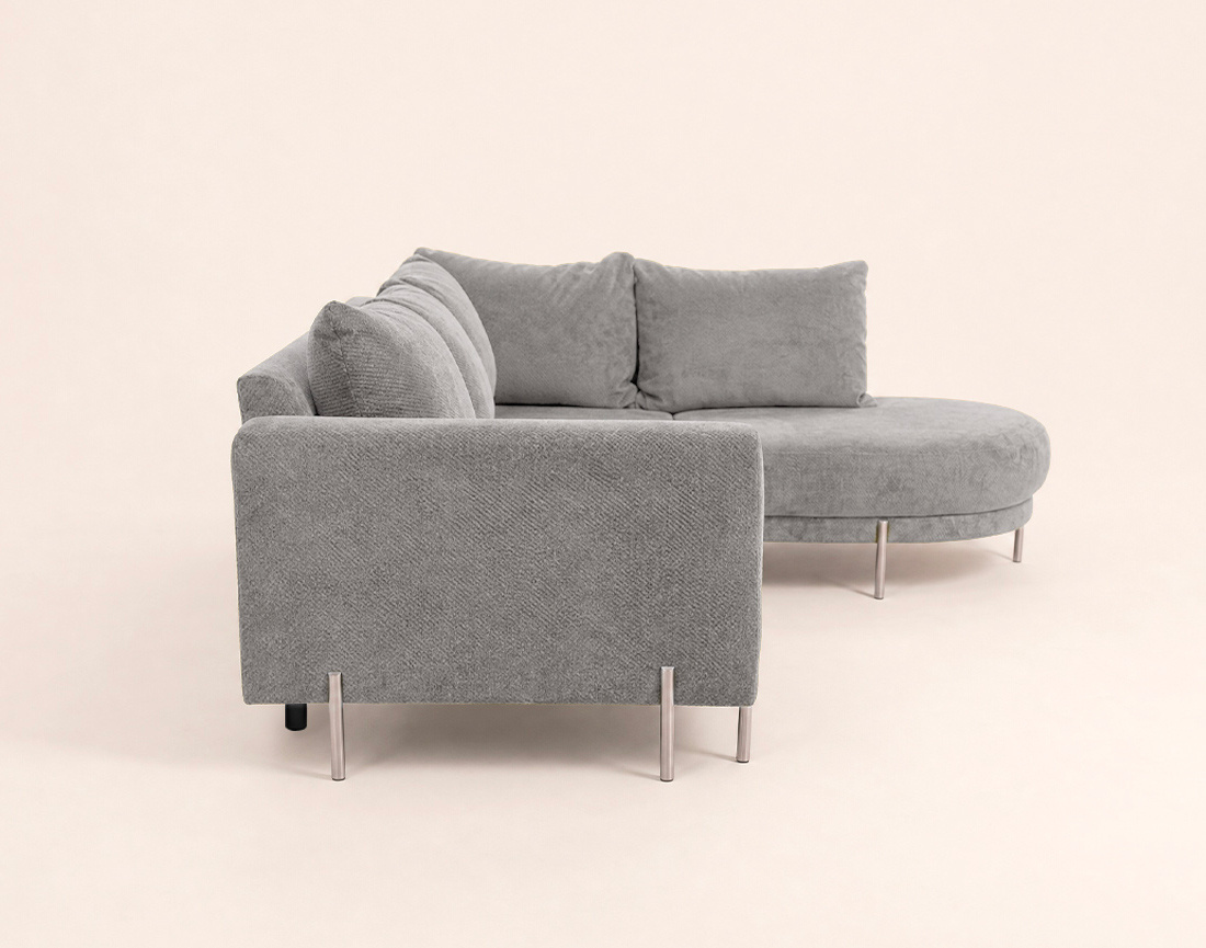 Canapé GABIN d'angle droit 5 places en velours texturé | Best Mobilier