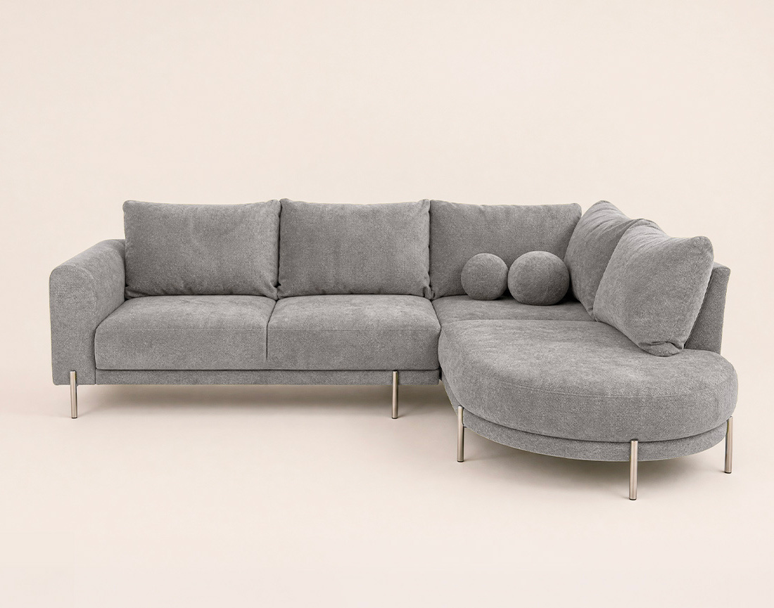 Canapé GABIN d'angle droit 5 places en velours texturé | Best Mobilier