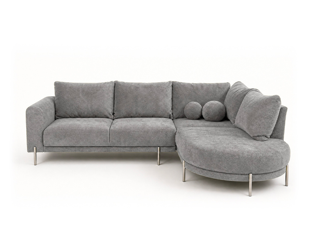 Canapé GABIN d'angle droit 5 places en velours texturé | Best Mobilier