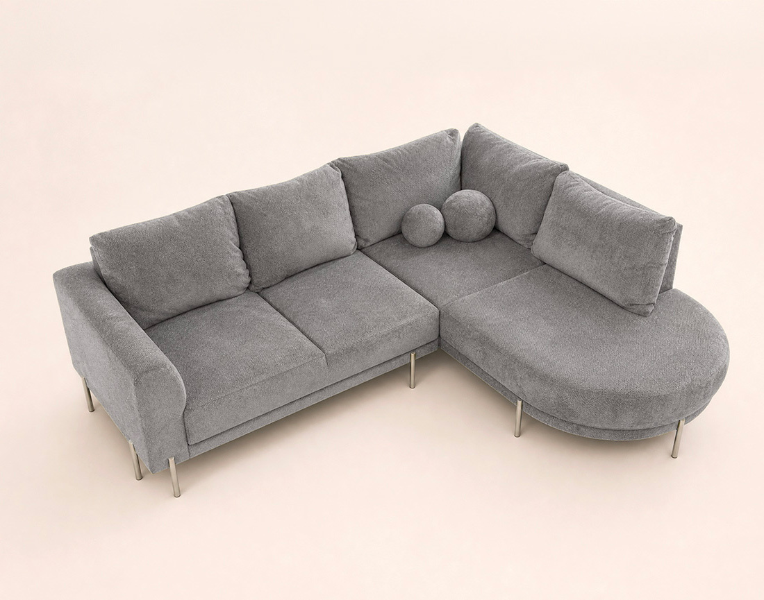 Canapé GABIN d'angle droit 5 places en velours texturé | Best Mobilier
