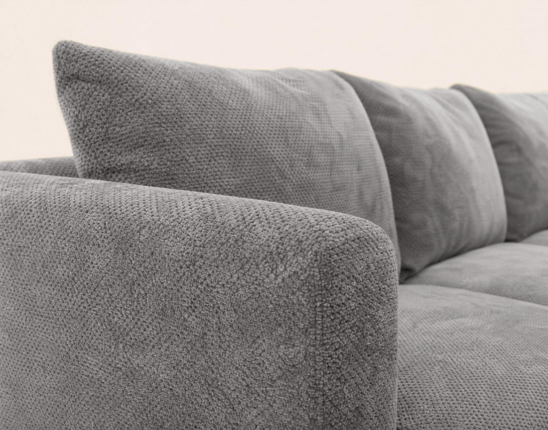 Canapé GABIN d'angle droit 5 places en velours texturé | Best Mobilier