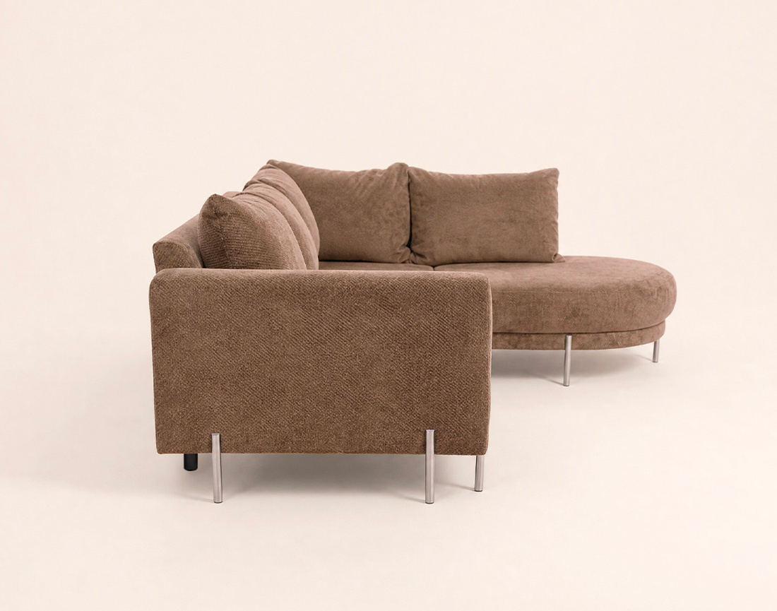 Canapé GABIN d'angle droit 5 places en velours texturé | Best Mobilier