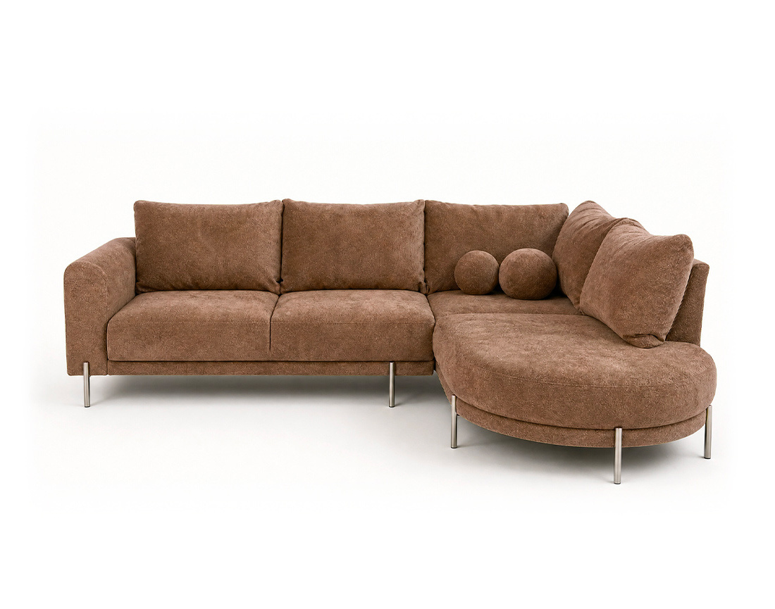Canapé GABIN d'angle droit 5 places en velours texturé | Best Mobilier