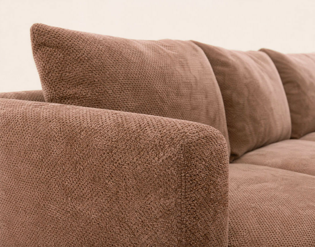 Canapé GABIN d'angle droit 5 places en velours texturé | Best Mobilier