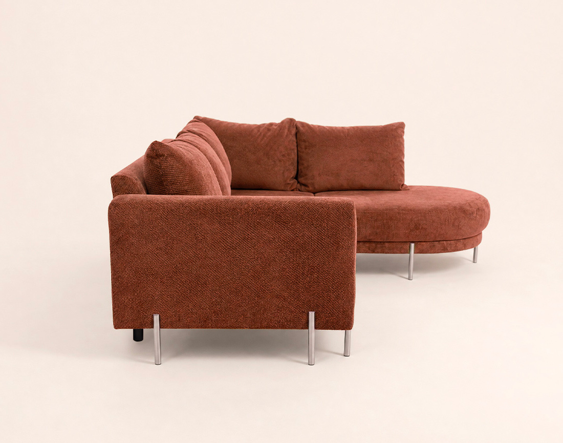 Canapé GABIN d'angle droit 5 places en velours texturé | Best Mobilier