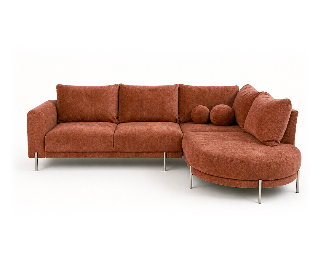 Canapé GABIN d'angle droit 5 places en velours texturé | Best Mobilier