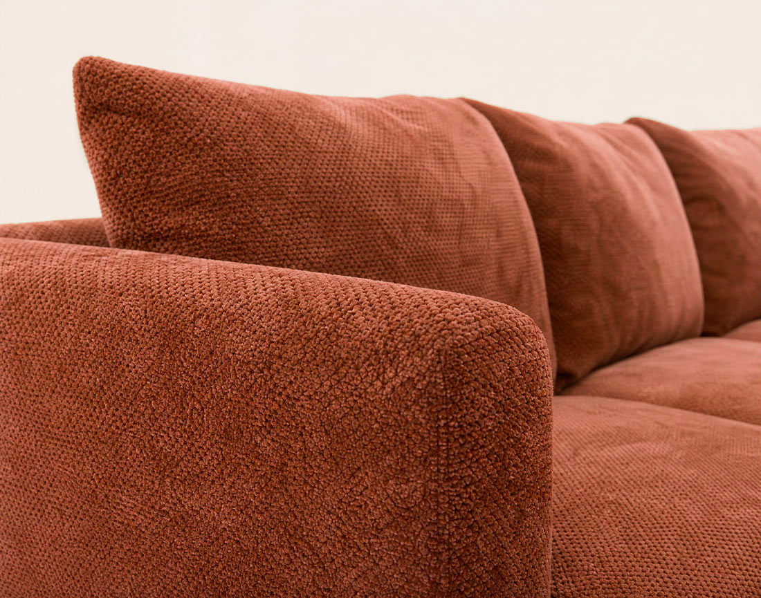 Canapé GABIN d'angle droit 5 places en velours texturé | Best Mobilier