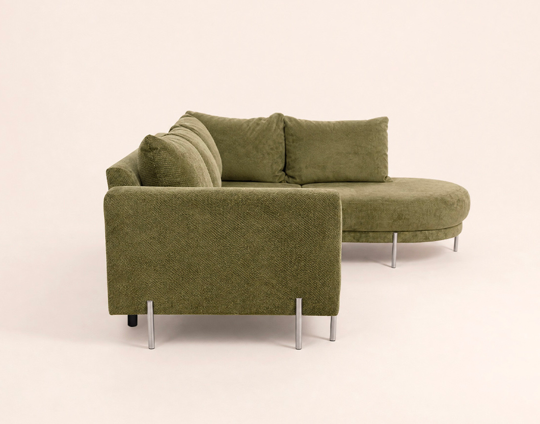 Canapé GABIN d'angle droit 5 places en velours texturé | Best Mobilier