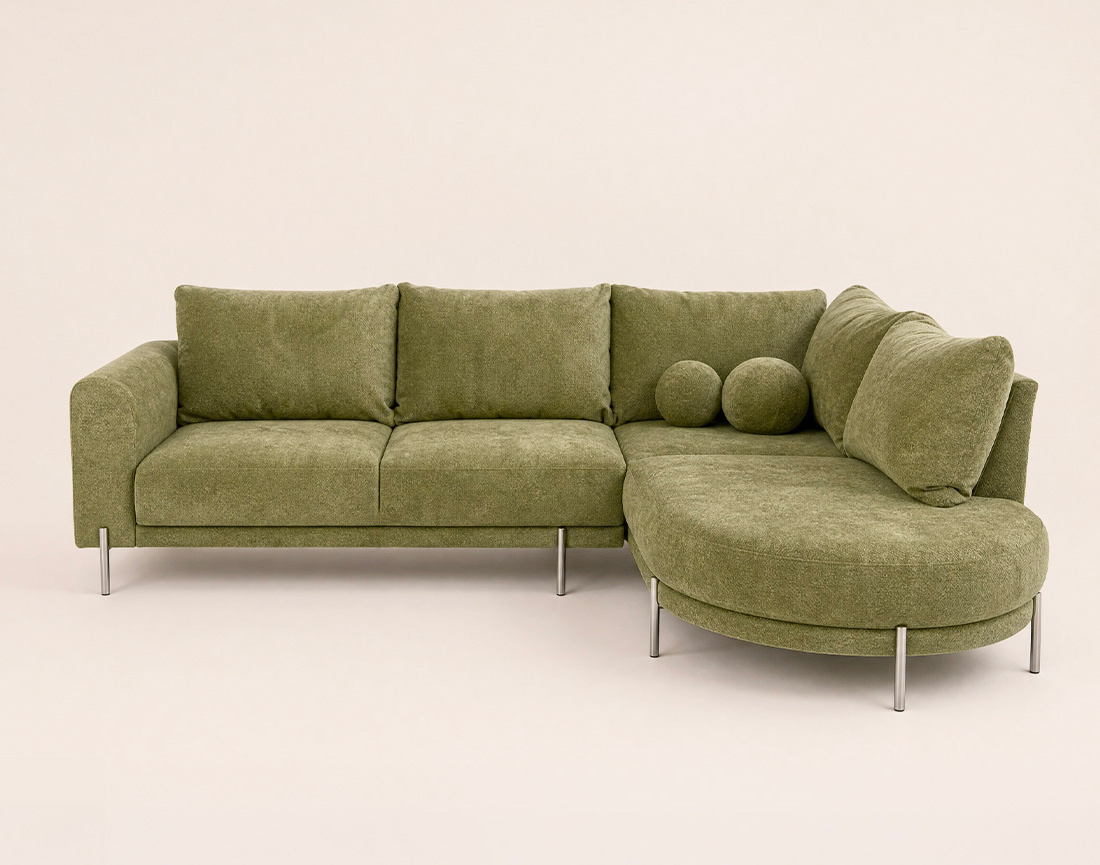 Canapé GABIN d'angle droit 5 places en velours texturé | Best Mobilier
