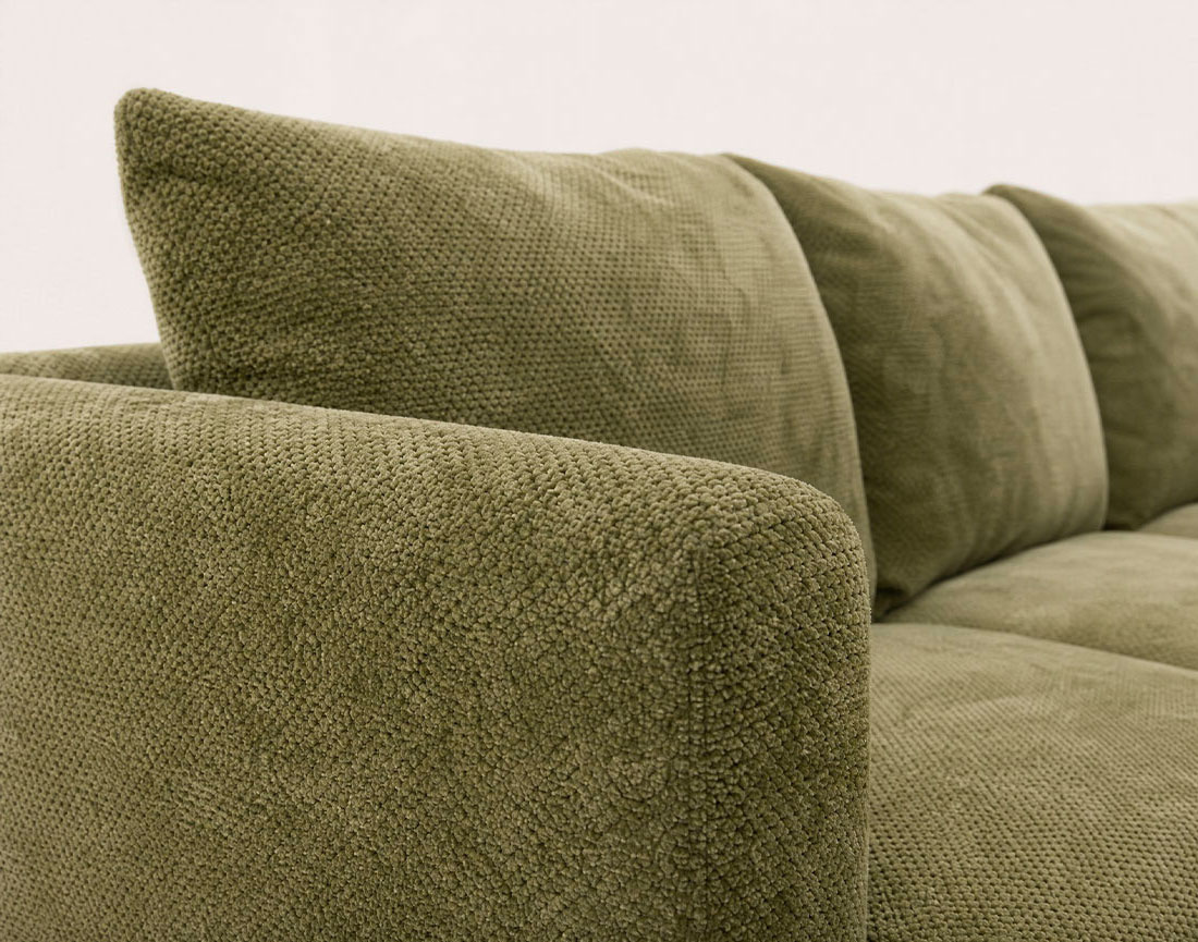 Canapé GABIN d'angle droit 5 places en velours texturé | Best Mobilier