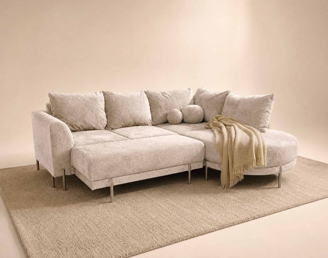 Pouf GABIN en velours texturé | Best Mobilier