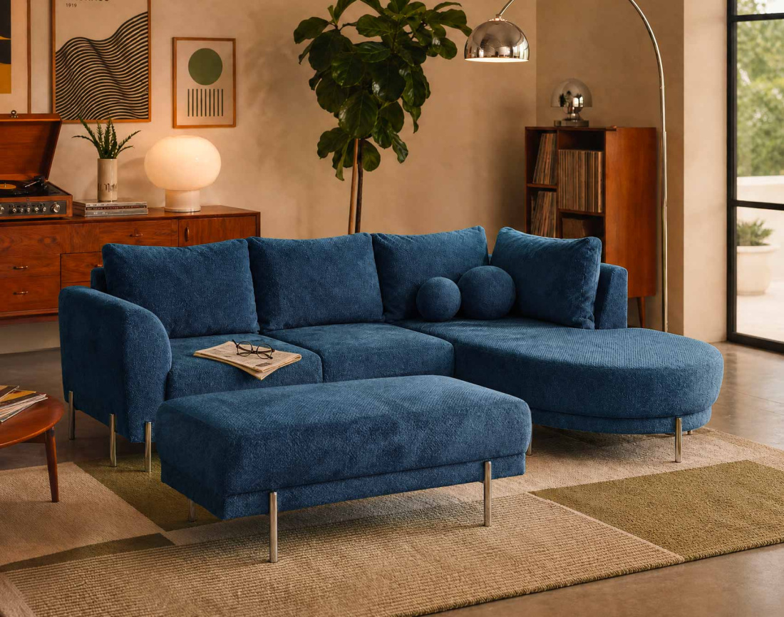 Pouf GABIN en velours texturé | Best Mobilier