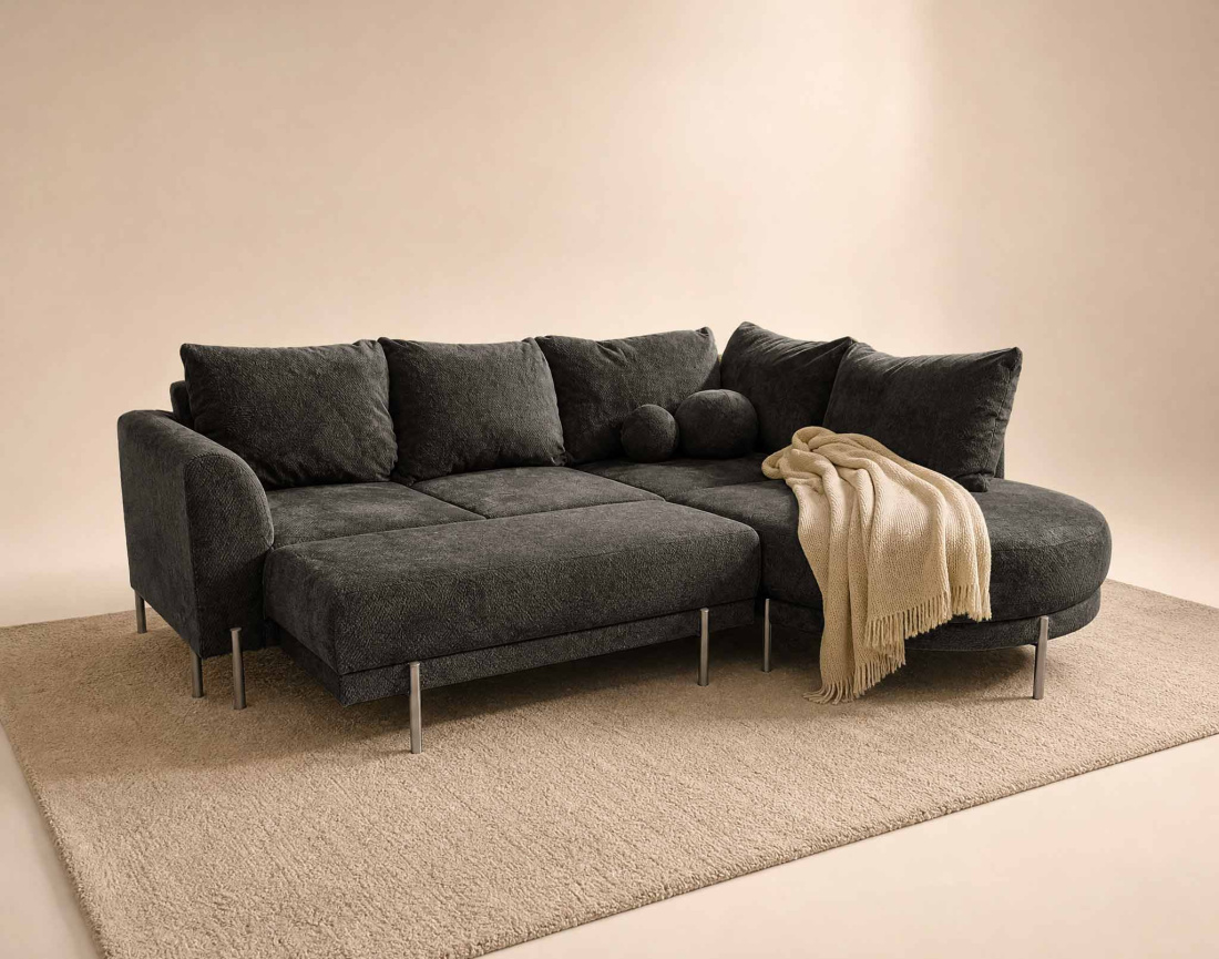 Pouf GABIN en velours texturé | Best Mobilier