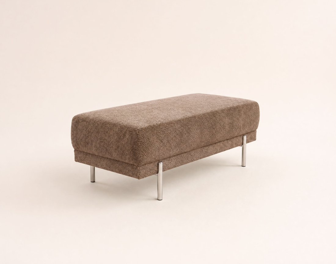 Pouf GABIN en velours texturé | Best Mobilier