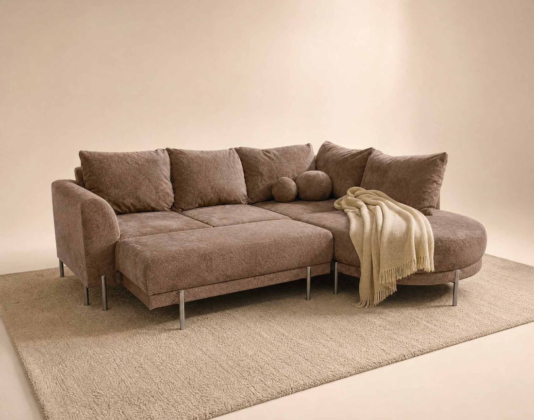 Pouf GABIN en velours texturé | Best Mobilier