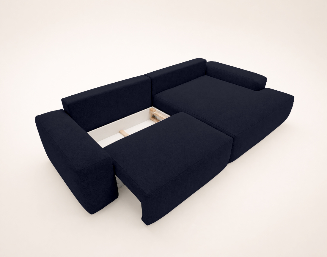 Canapé Tama d'angle droit 4 places convertible coffre tissu | Best Mobilier