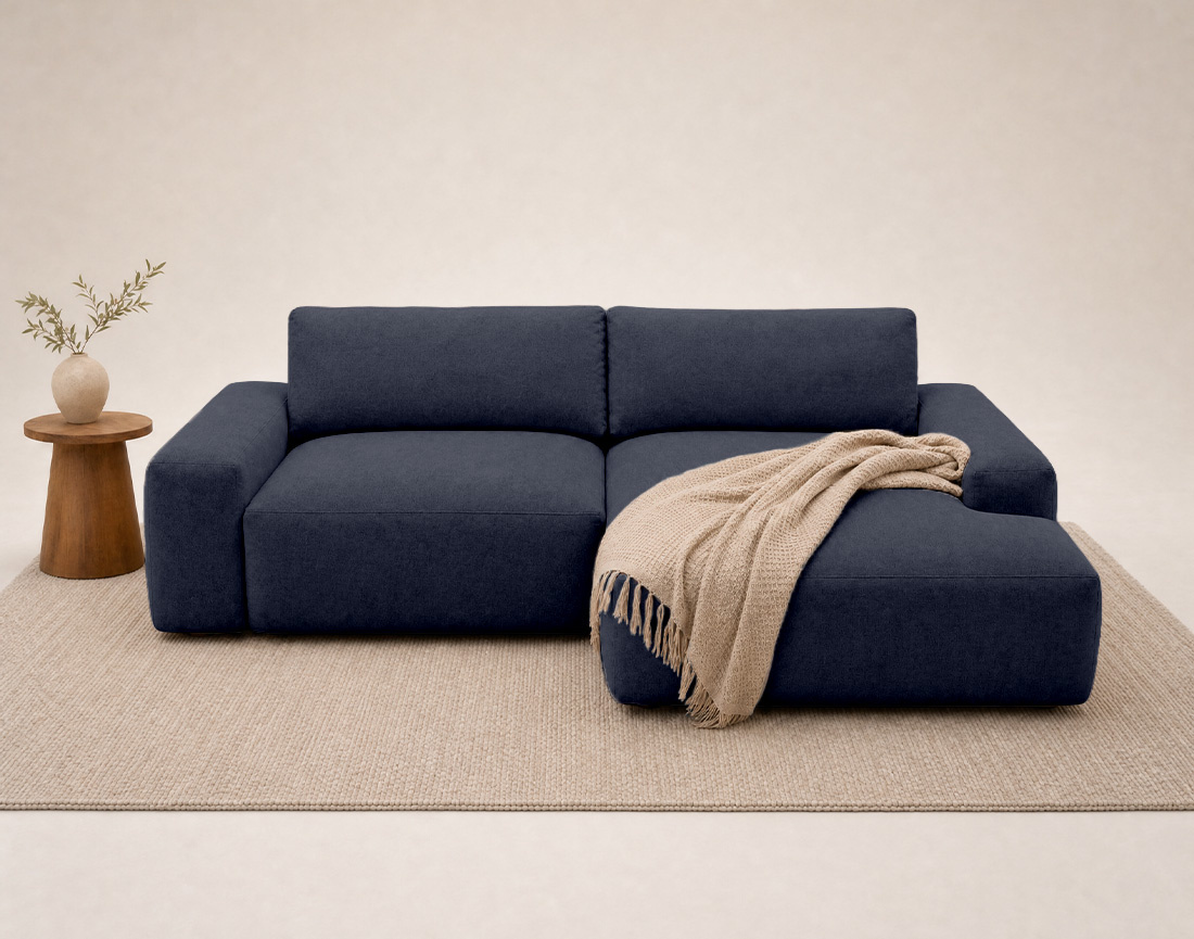Canapé Tama d'angle droit 4 places convertible coffre tissu | Best Mobilier