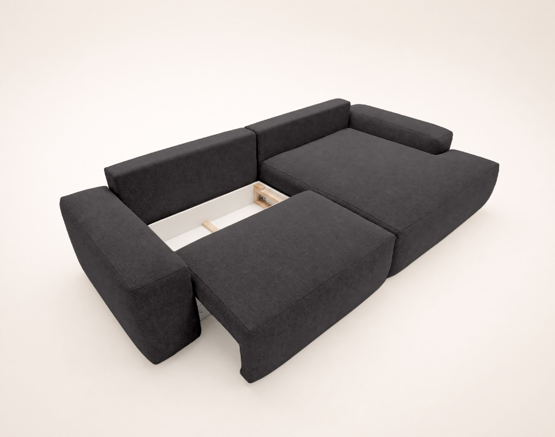 Canapé Tama d'angle droit 4 places convertible coffre tissu | Best Mobilier