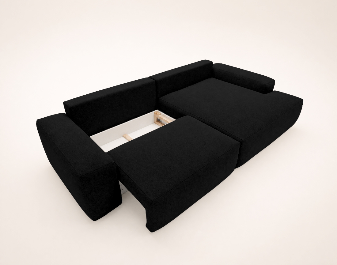 Canapé Tama d'angle droit 4 places convertible coffre tissu | Best Mobilier