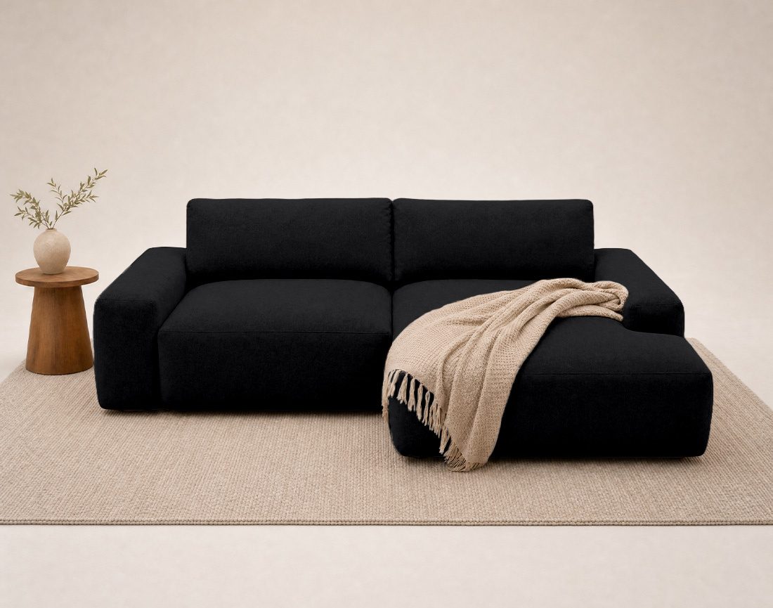 Canapé Tama d'angle droit 4 places convertible coffre tissu | Best Mobilier