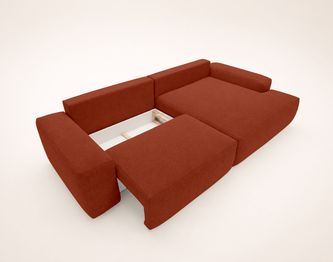 Canapé Tama d'angle droit 4 places convertible coffre tissu | Best Mobilier