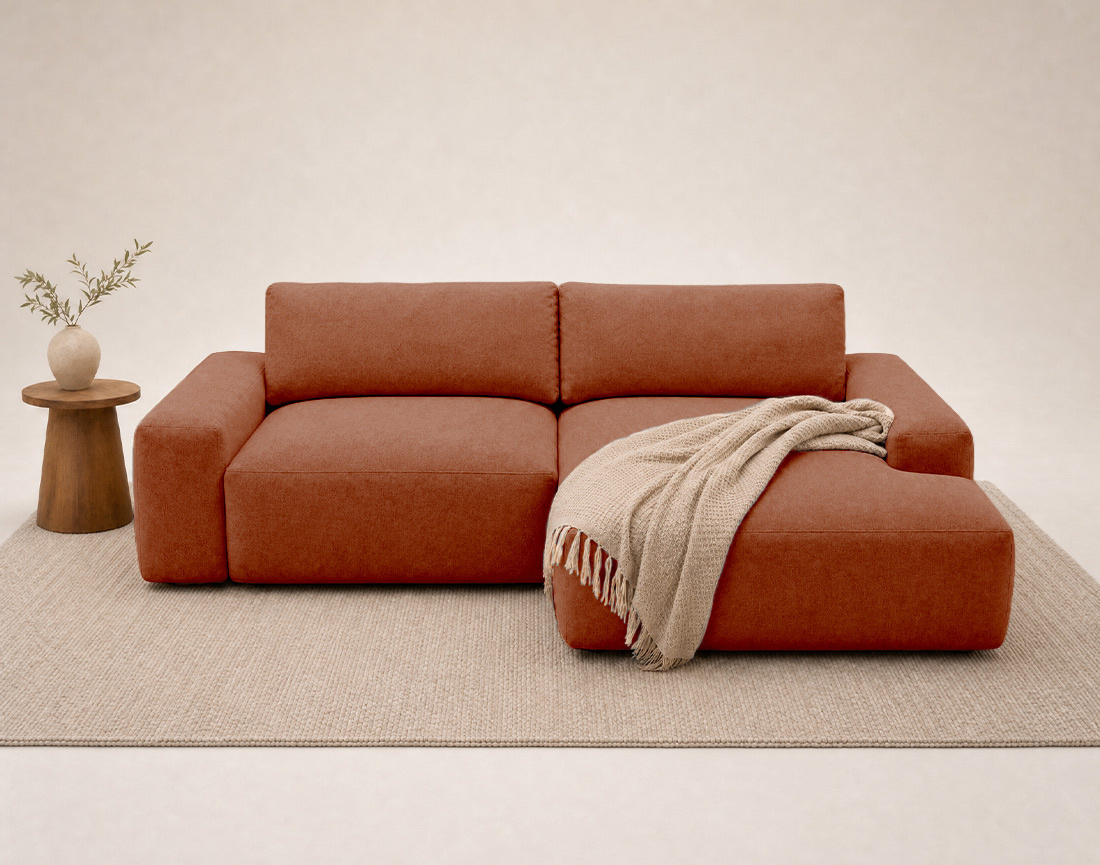 Canapé Tama d'angle droit 4 places convertible coffre tissu | Best Mobilier