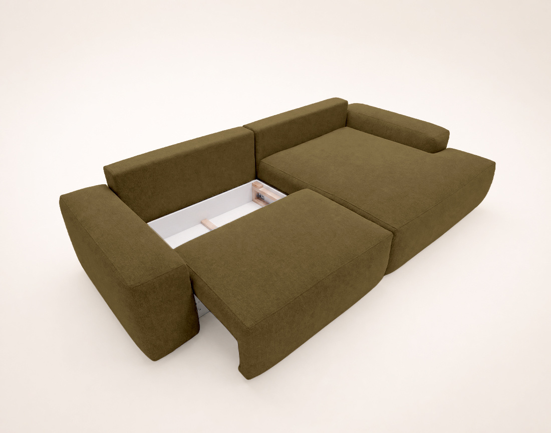 Canapé Tama d'angle droit 4 places convertible coffre tissu | Best Mobilier