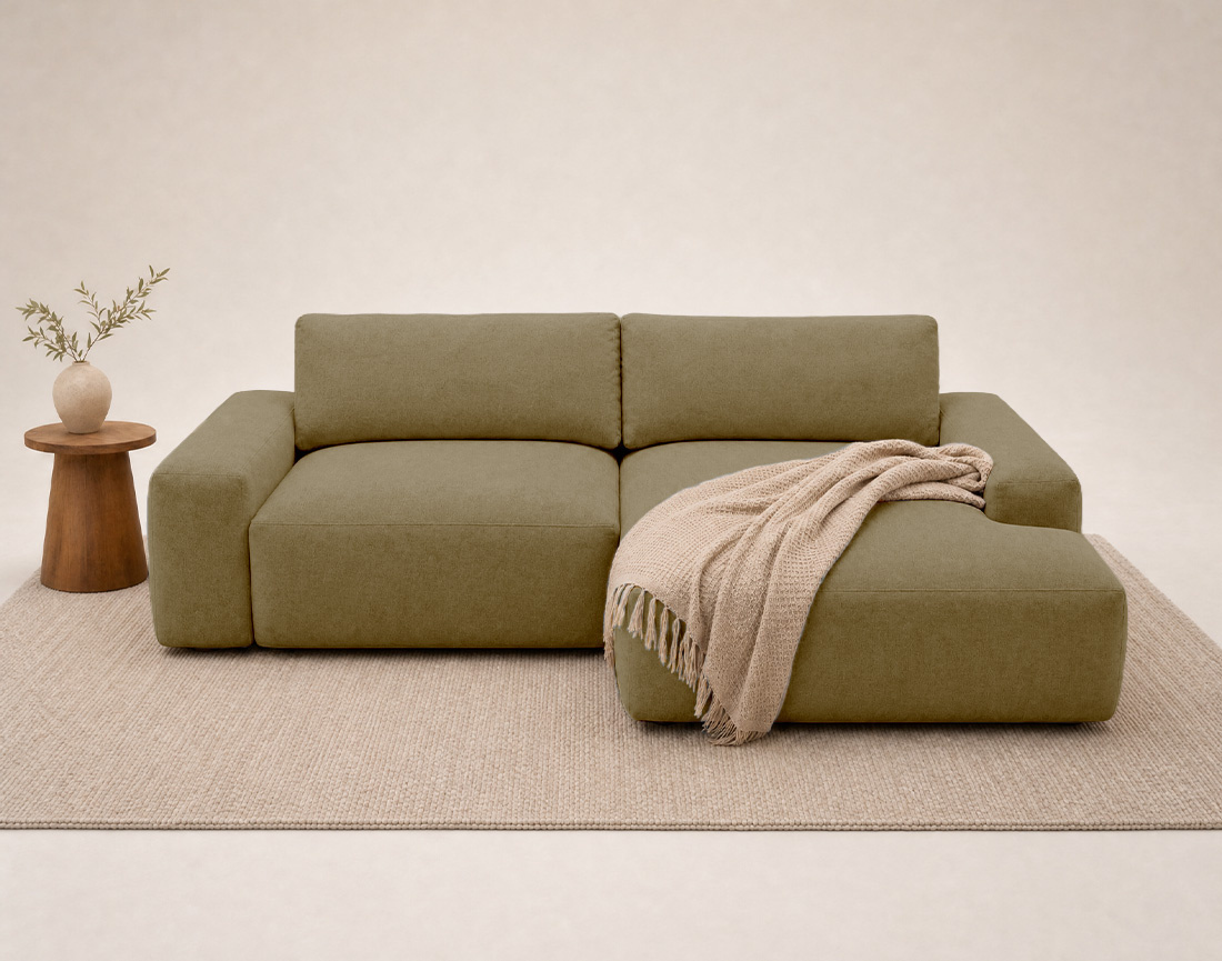 Canapé Tama d'angle droit 4 places convertible coffre tissu | Best Mobilier