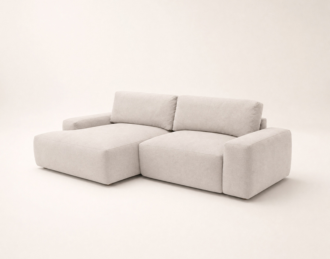 Canapé Tama d'angle gauche 4 places convertible coffre tissu | Best Mobilier