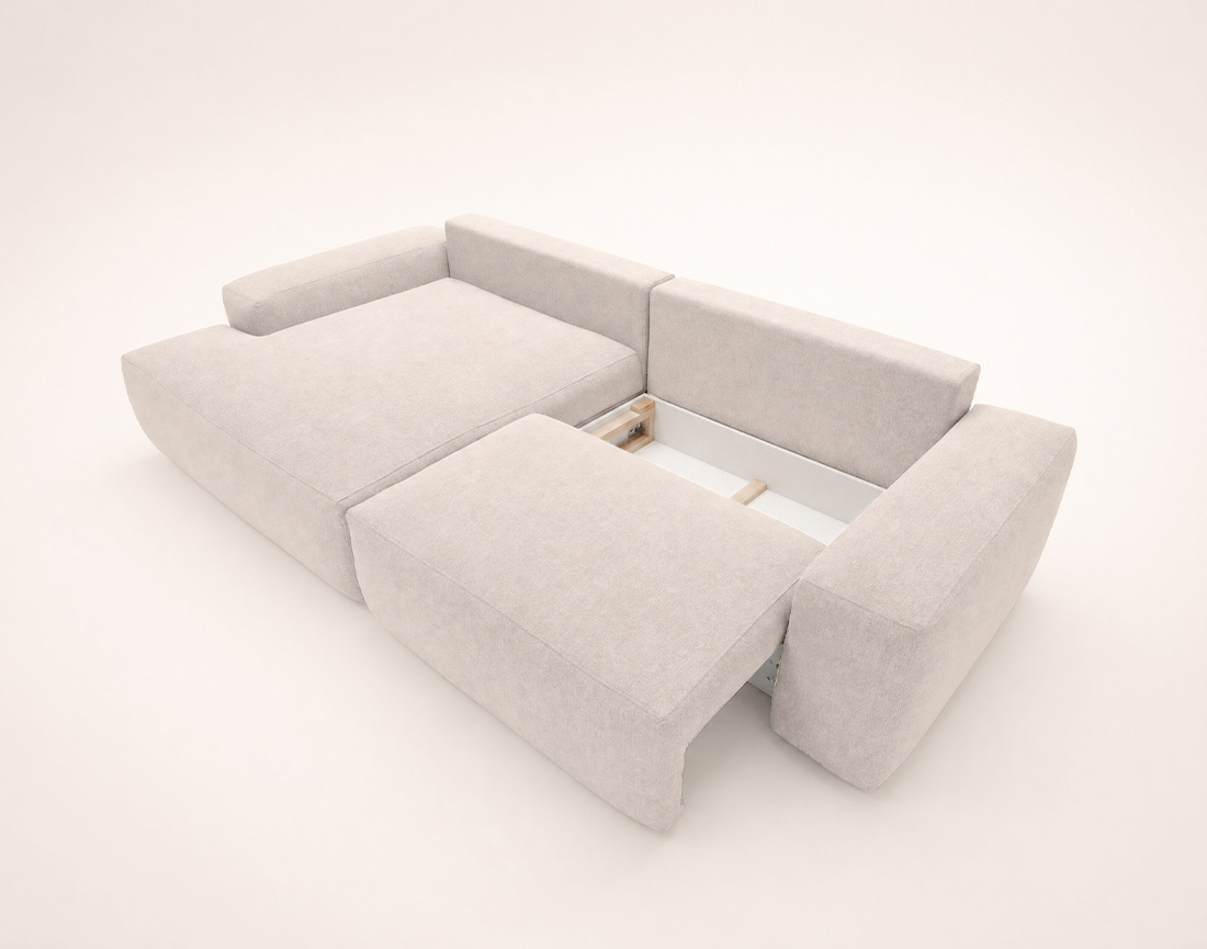 Canapé Tama d'angle gauche 4 places convertible coffre tissu | Best Mobilier